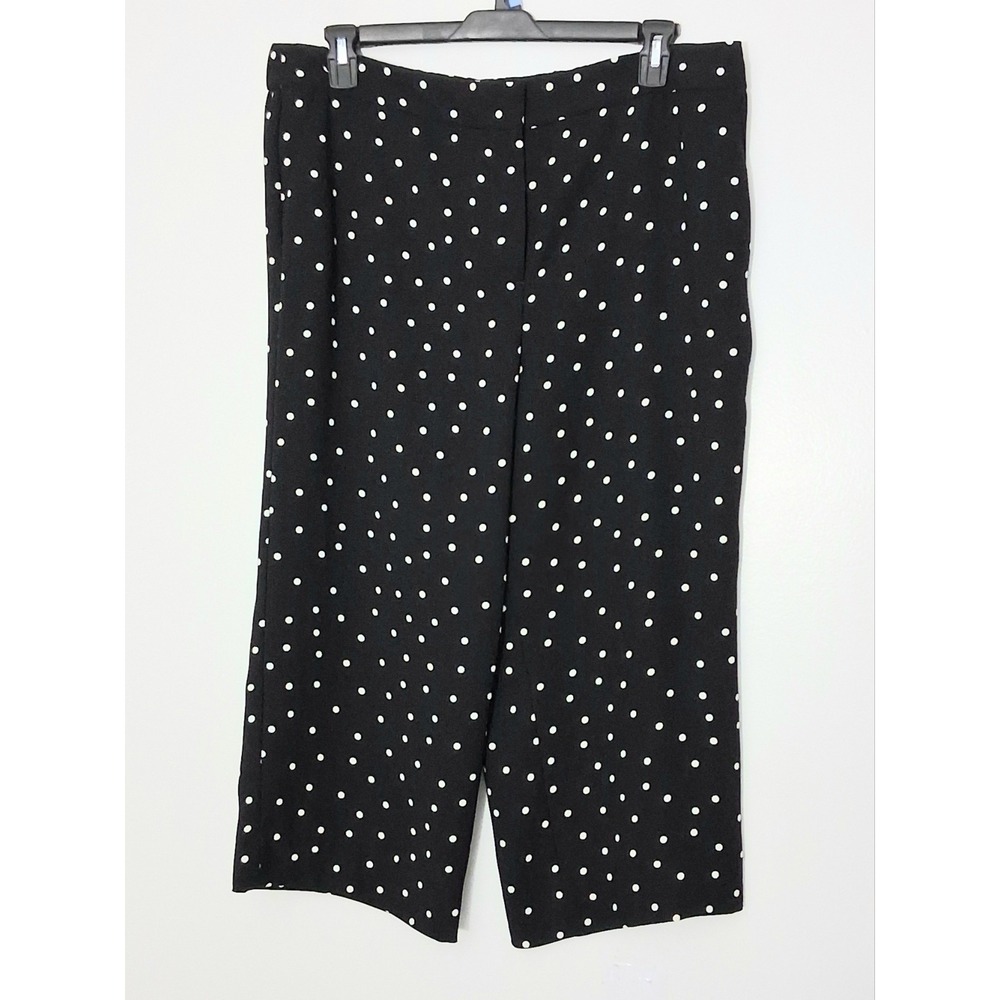 Talbots‎ Pants Size 16 Black & White Straight Leg Crop Polka Dot Career Wide Leg
